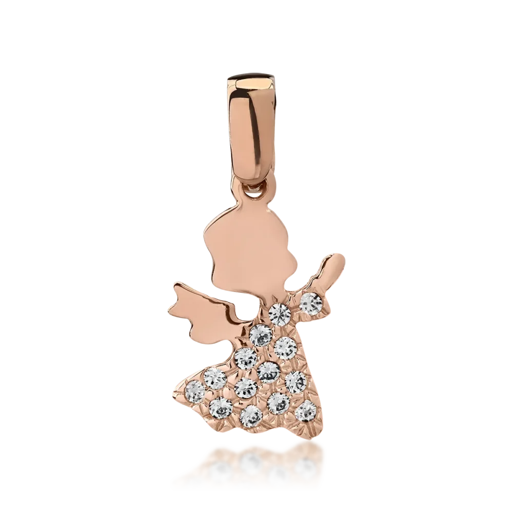 Pandantiv ingeras din aur roz