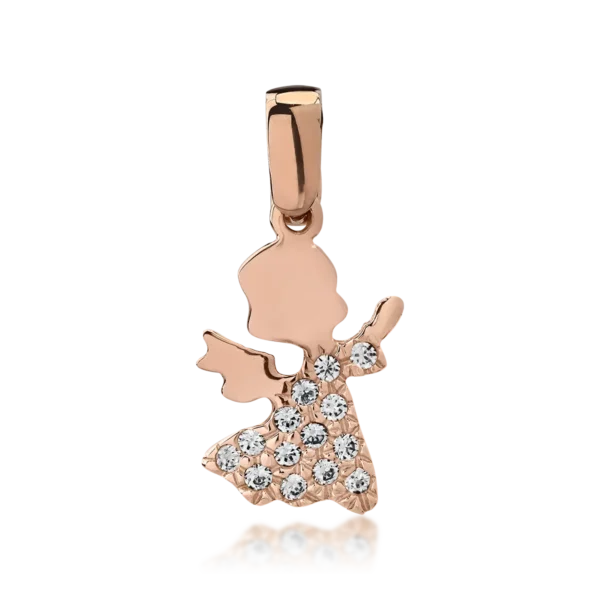 Pandantiv ingeras din aur roz