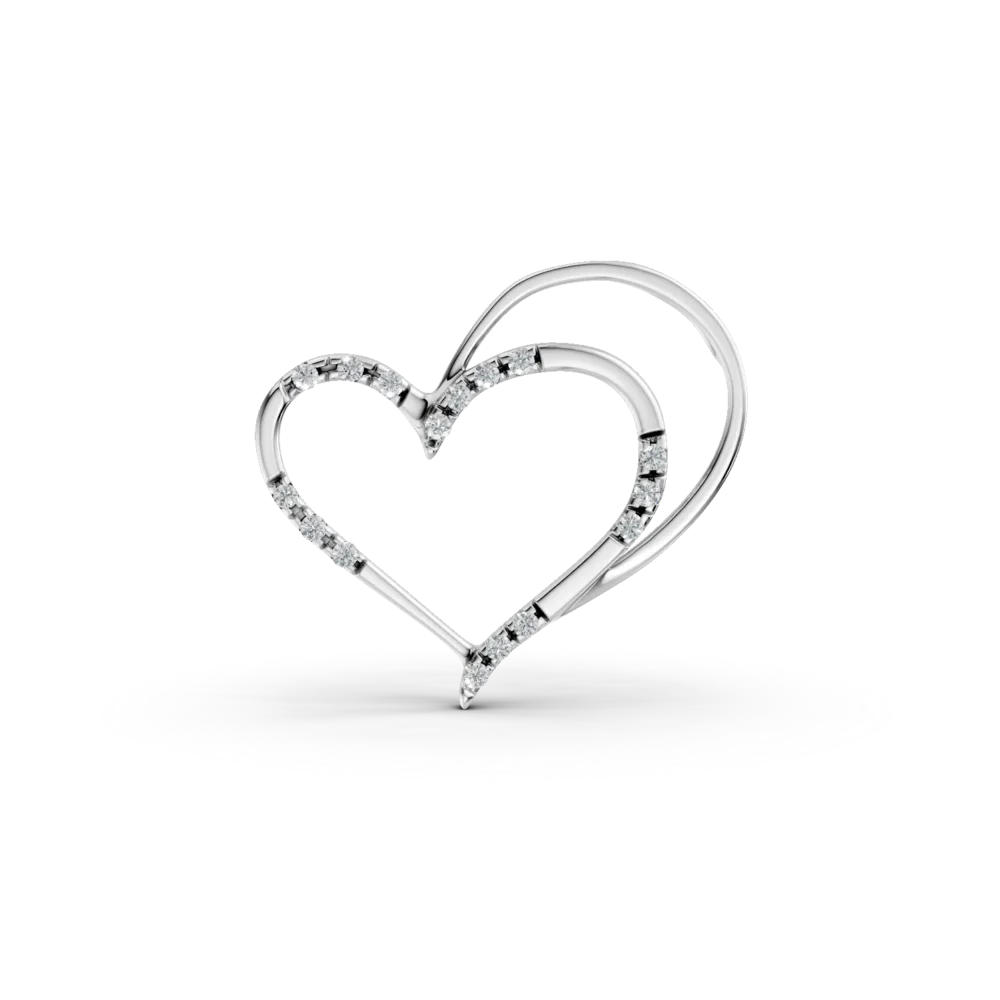 Pandantiv inima din aur alb cu diamante de 0.044ct