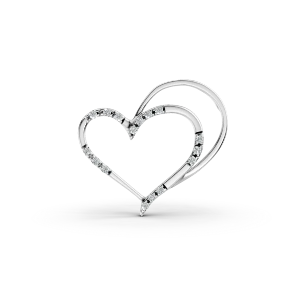 Pandantiv inima din aur alb cu diamante de 0.044ct