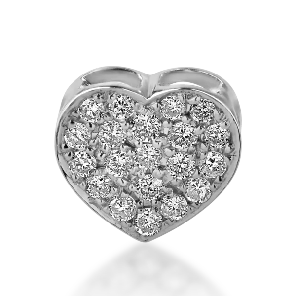 Pandantiv inima din aur alb cu diamante de 0.22ct