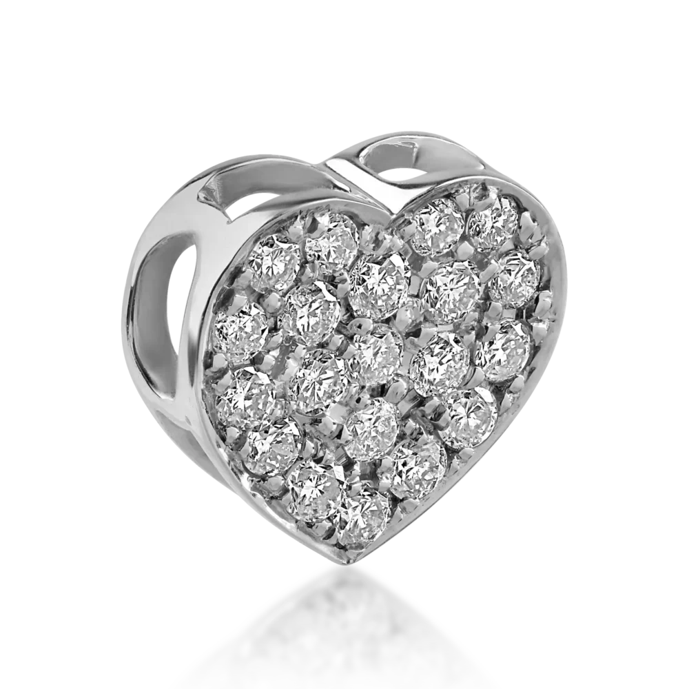 Pandantiv inima din aur alb cu diamante de 0.22ct - imagine 2