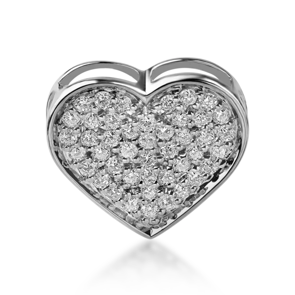 Pandantiv inima din aur alb cu diamante de 0.28ct