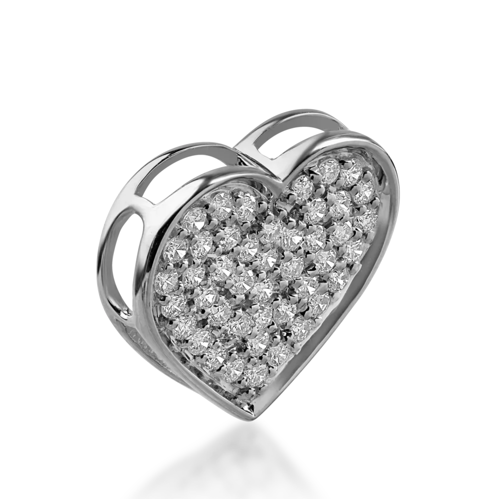 Pandantiv inima din aur alb cu diamante de 0.28ct - imagine 2