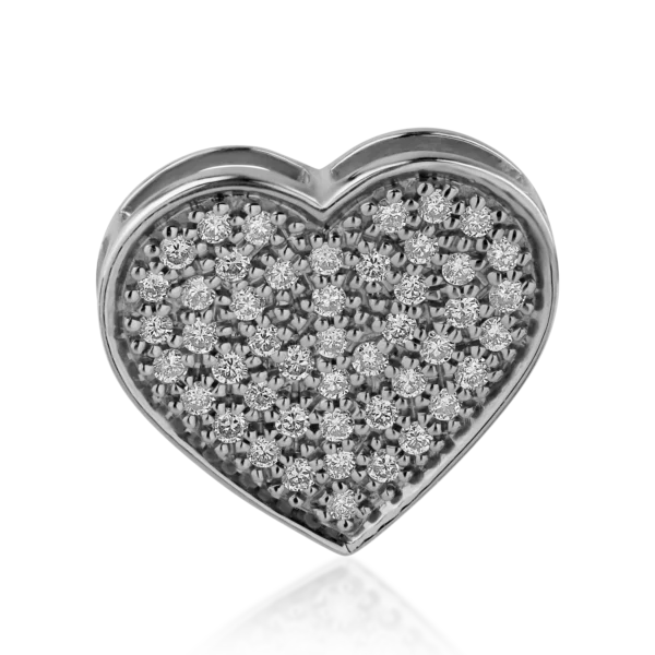 Pandantiv inima din aur alb cu diamante de 0.33ct