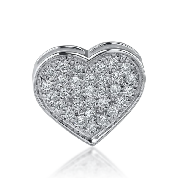 Pandantiv inima din aur alb cu diamante de 0.33ct