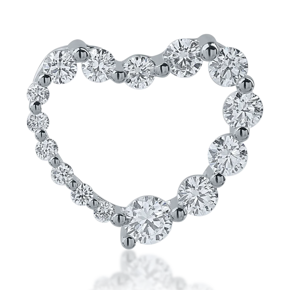 Pandantiv inima din aur alb cu diamante de 0.87ct