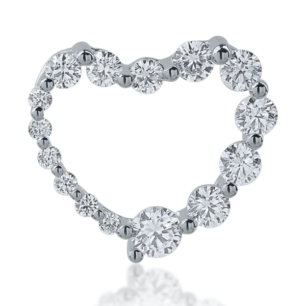 Pandantiv inima din aur alb cu diamante de 0.87ct