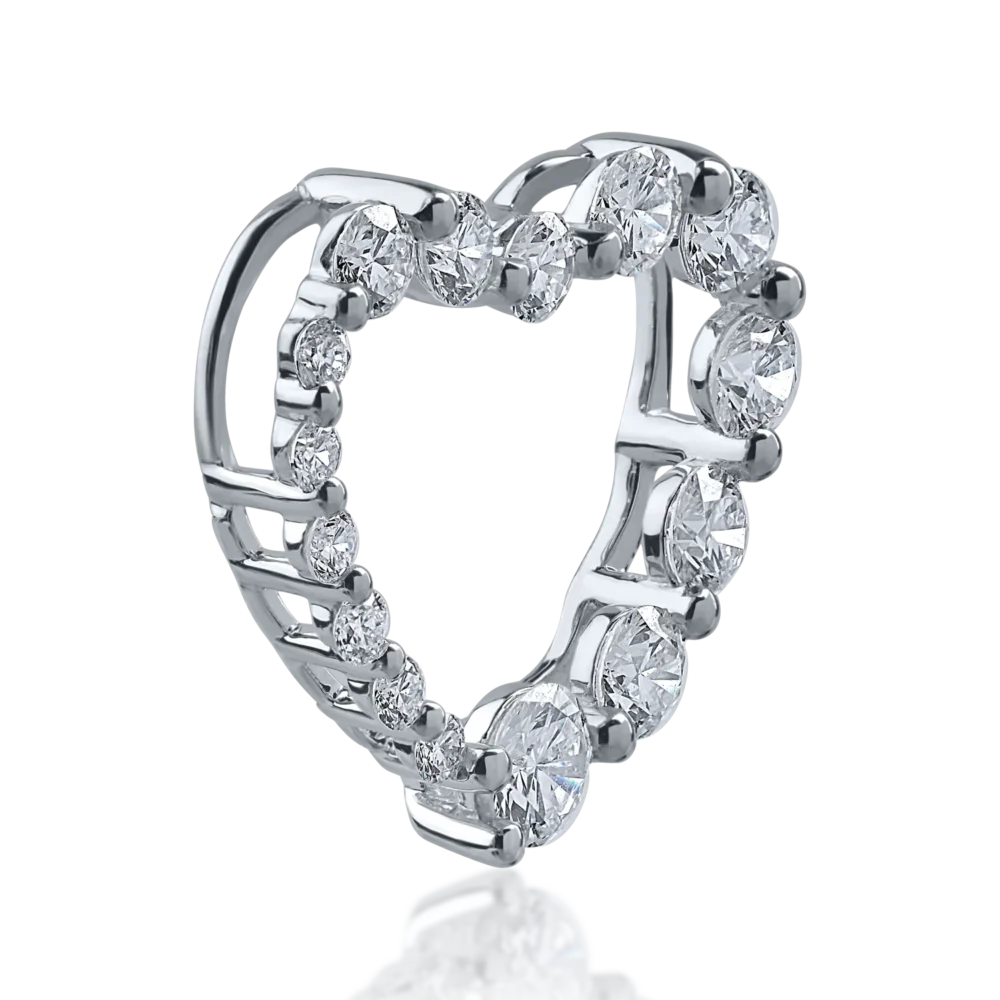 Pandantiv inima din aur alb cu diamante de 0.87ct - imagine 2