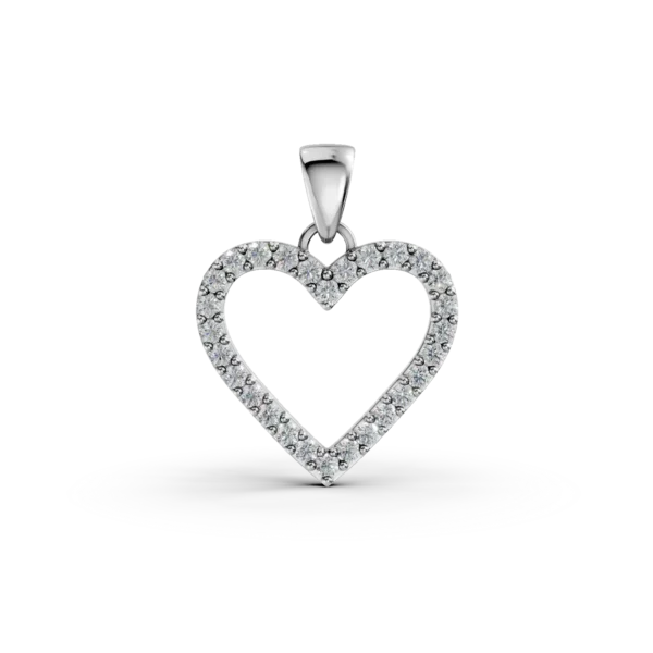 Pandantiv inima din aur alb cu zirconii