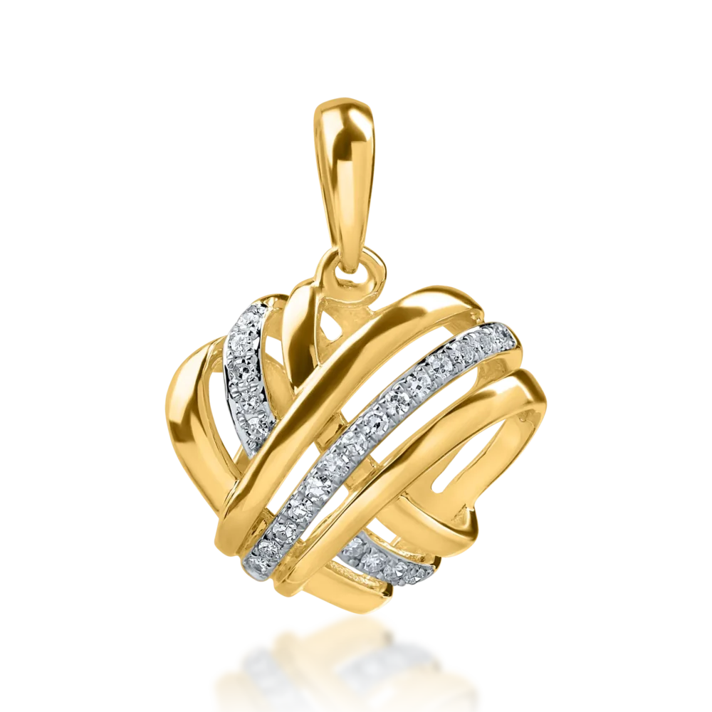 Pandantiv inima din aur alb-galben cu diamante de 0.06ct