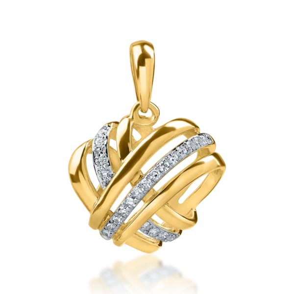 Pandantiv inima din aur alb-galben cu diamante de 0.06ct