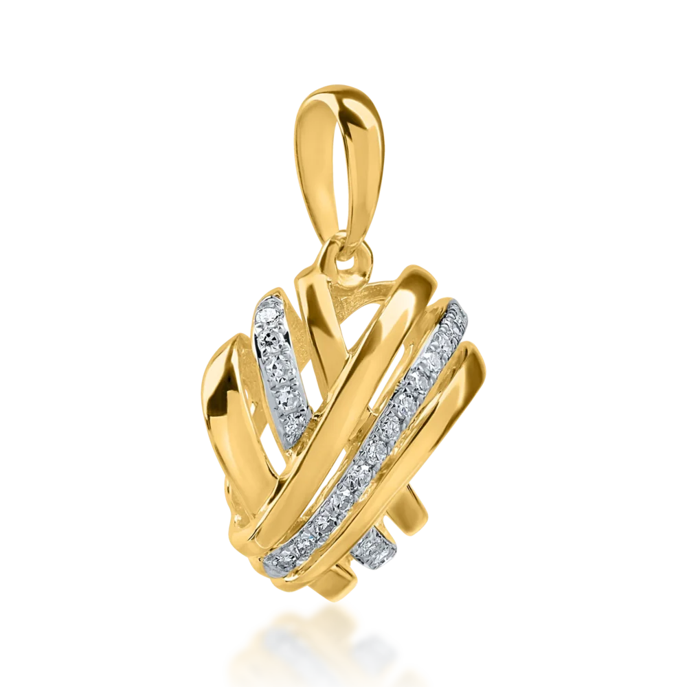 Pandantiv inima din aur alb-galben cu diamante de 0.06ct - imagine 2