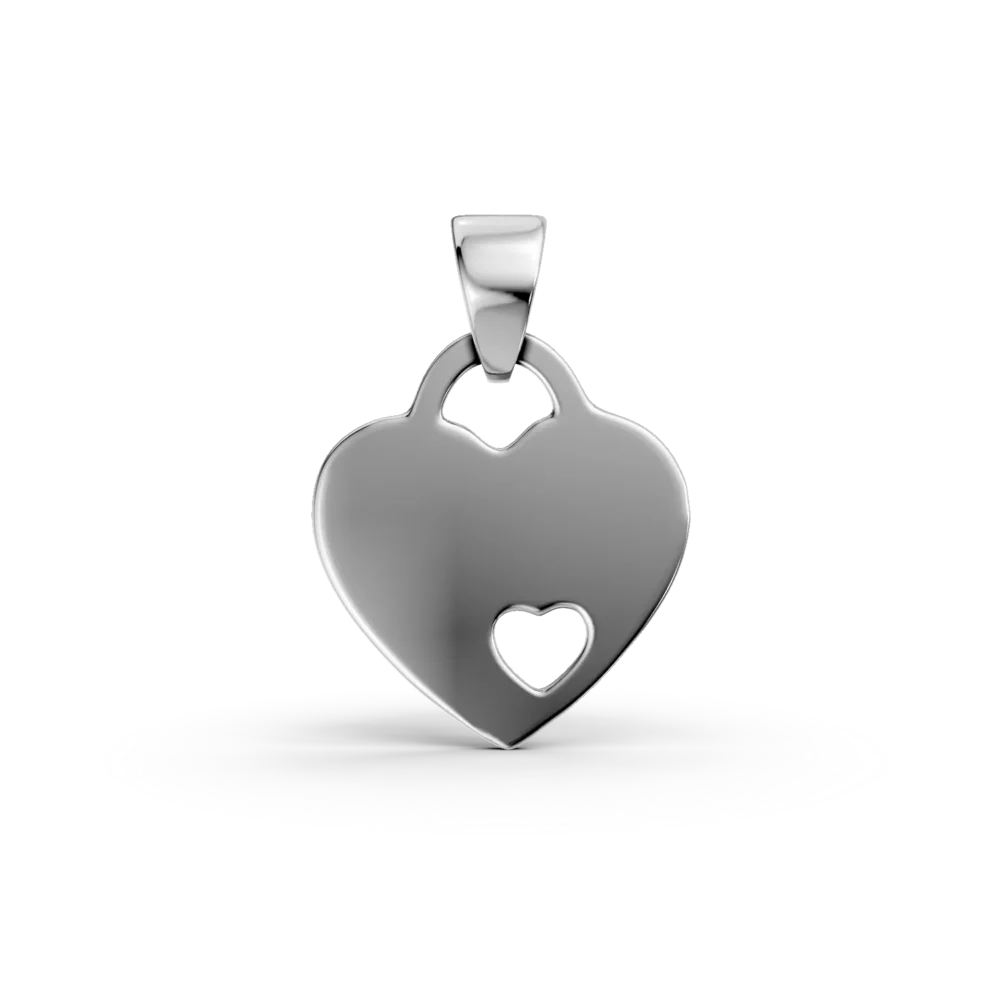 Pandantiv inima din aur alb