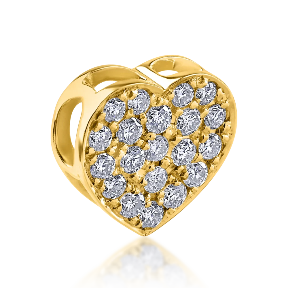 Pandantiv inima din aur galben cu diamante de 0.22ct - imagine 2