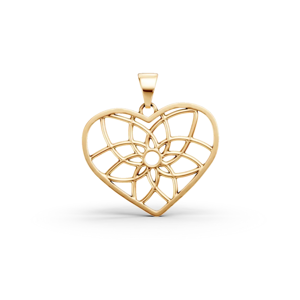 Pandantiv inima din aur galben
