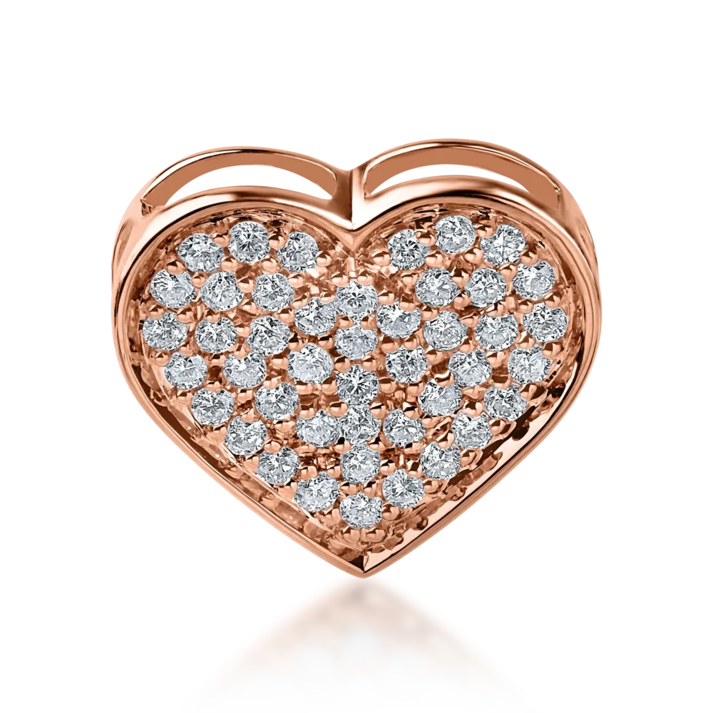 Pandantiv inima din aur roz cu diamante de 0.28ct