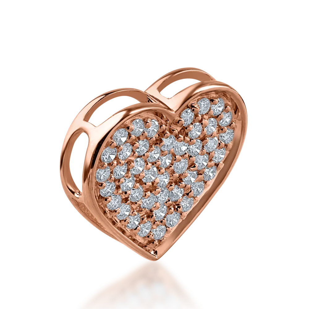 Pandantiv inima din aur roz cu diamante de 0.28ct - imagine 2