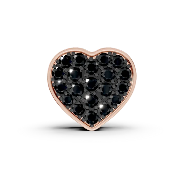 Pandantiv inima din aur roz cu diamante negre de 0.2ct