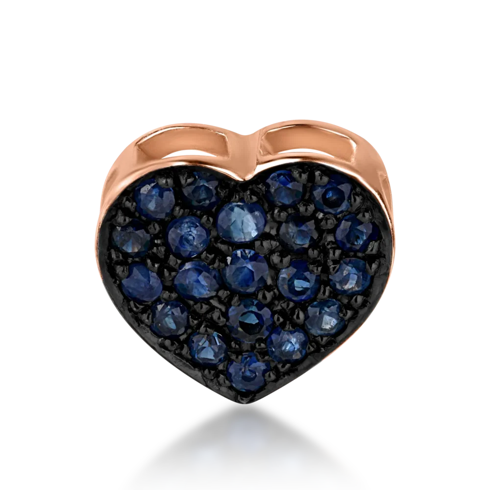 Pandantiv inima din aur roz cu safire de 0.22ct