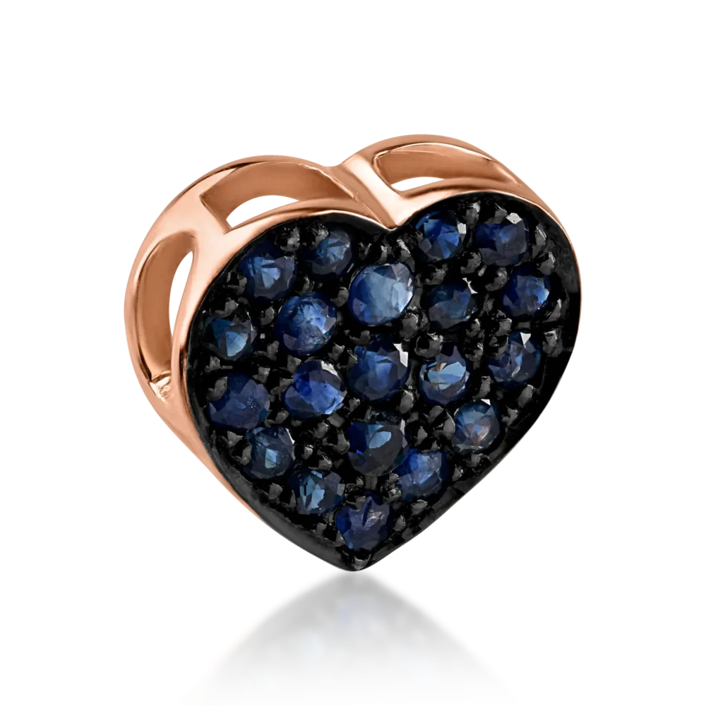 Pandantiv inima din aur roz cu safire de 0.22ct - imagine 2