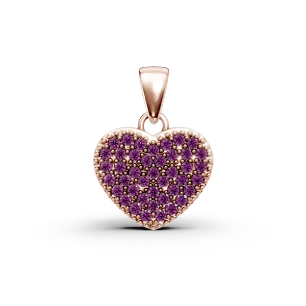 Pandantiv inima din aur roz cu zirconii roz
