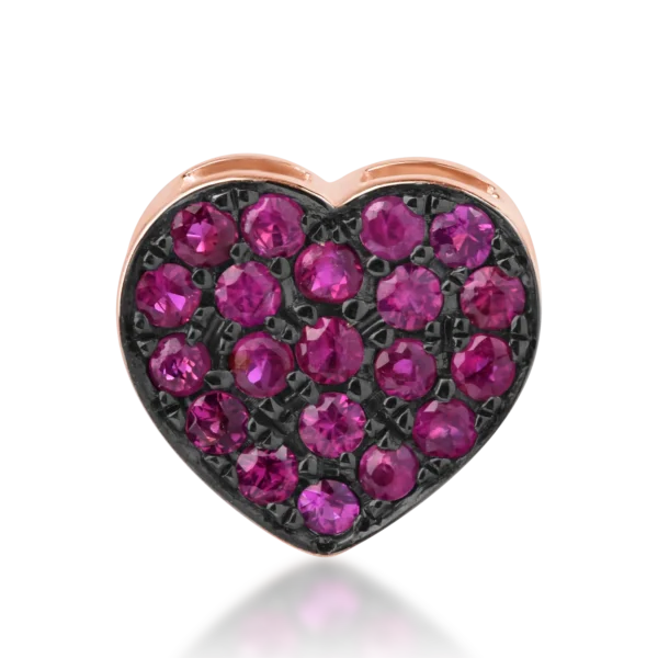 Pandantiv inima din aur roz cu rubine de 0.24ct