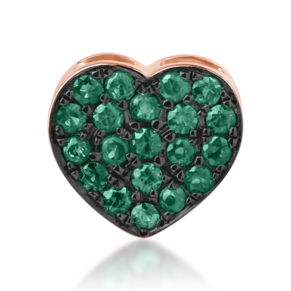 Pandantiv inima din aur roz cu smaralde de 0.16ct