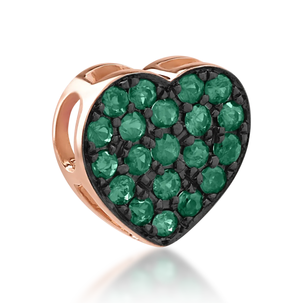 Pandantiv inima din aur roz cu smaralde de 0.16ct - imagine 2