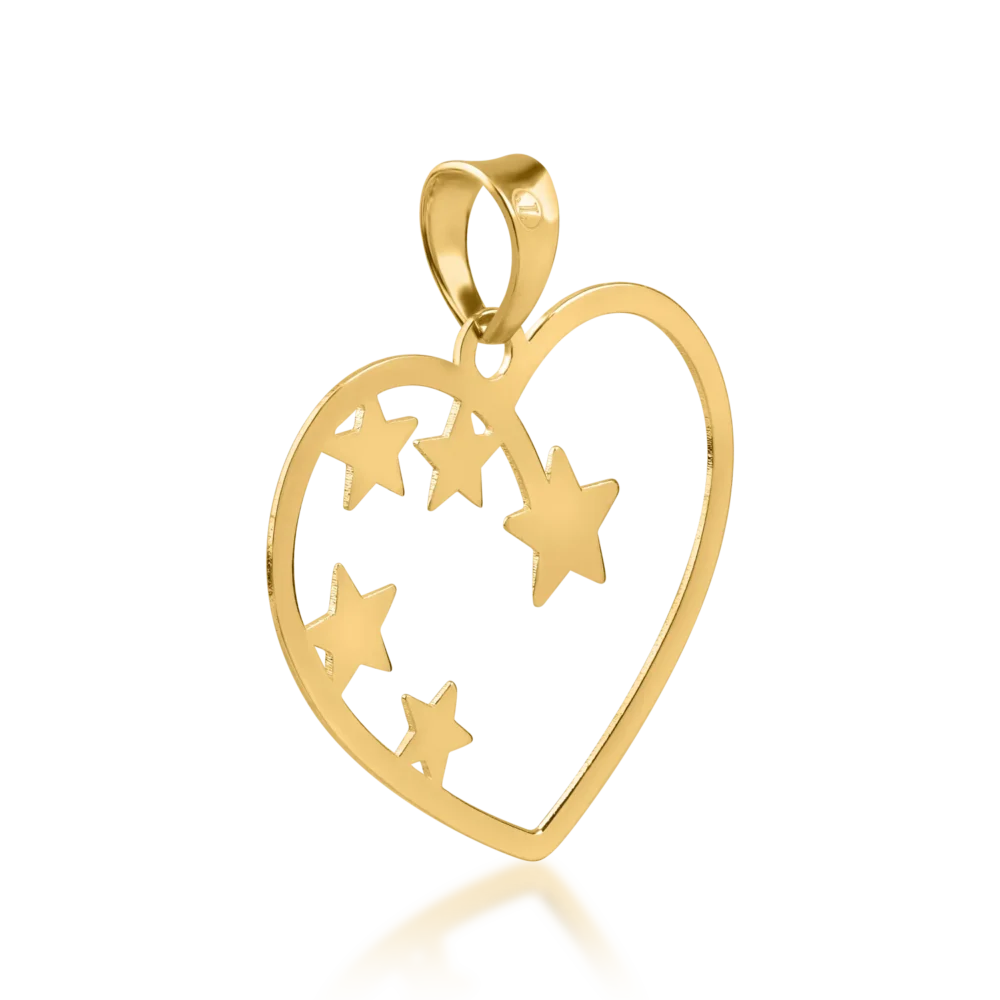 Pandantiv inima si stele din aur alb-galben - imagine 3