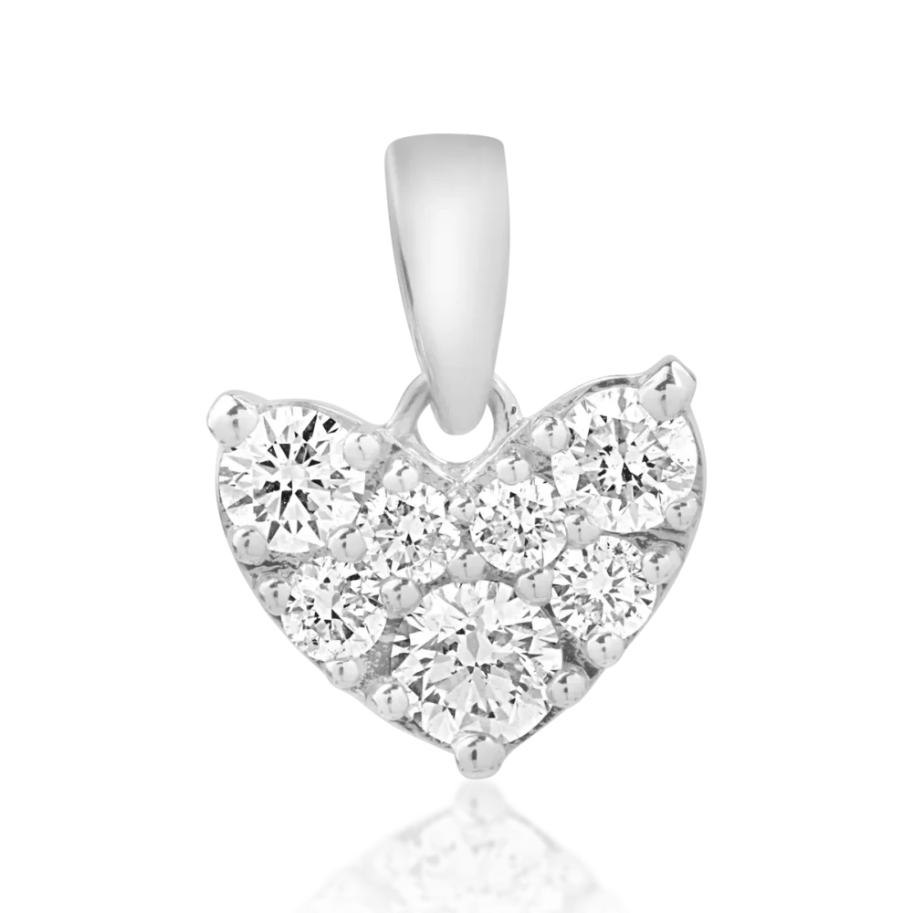 Pandantiv inimioara din aur alb cu diamante de 0.5ct