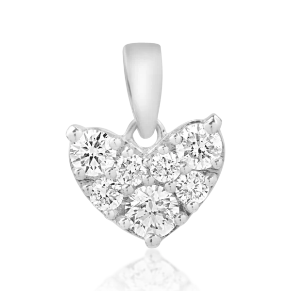Pandantiv inimioara din aur alb cu diamante de 0.5ct