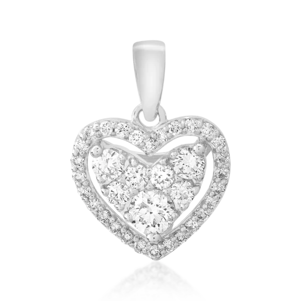 Pandantiv inimioara din aur alb cu diamante de 0.5ct
