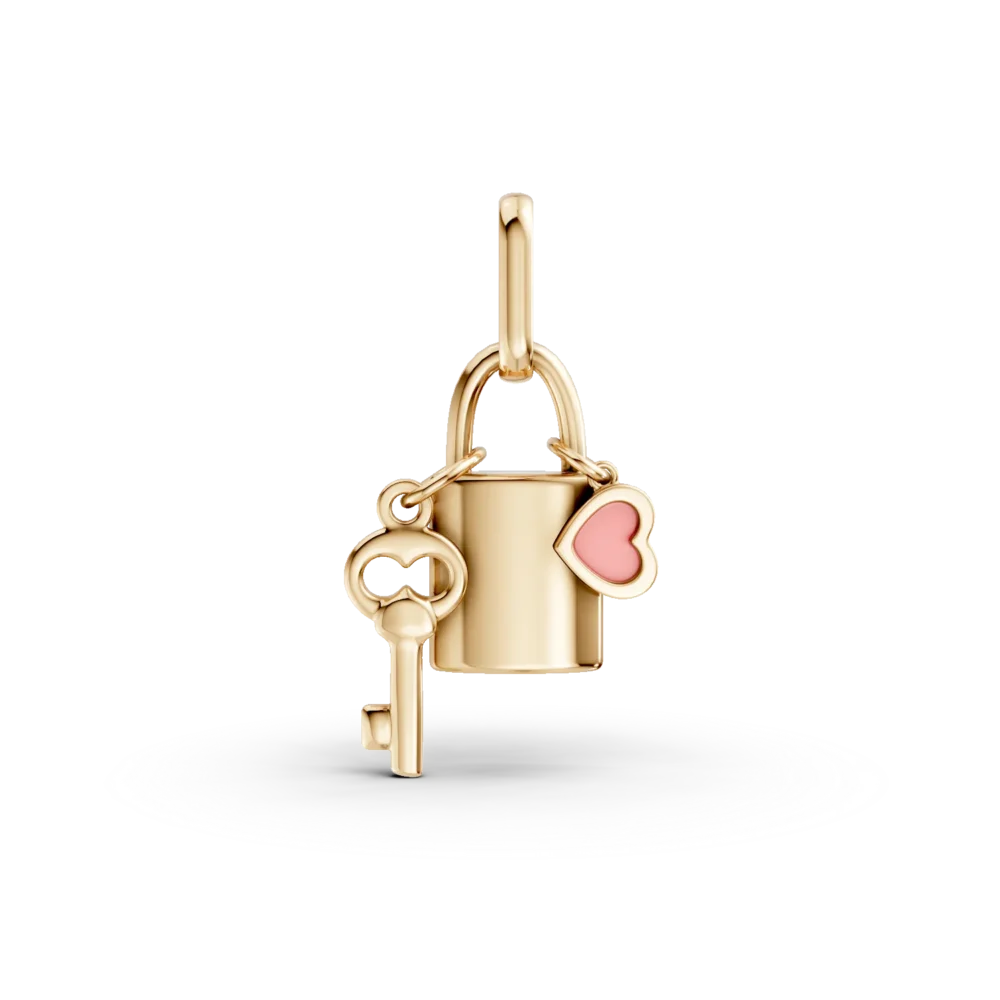 Pandantiv lacat si cheita din aur galben