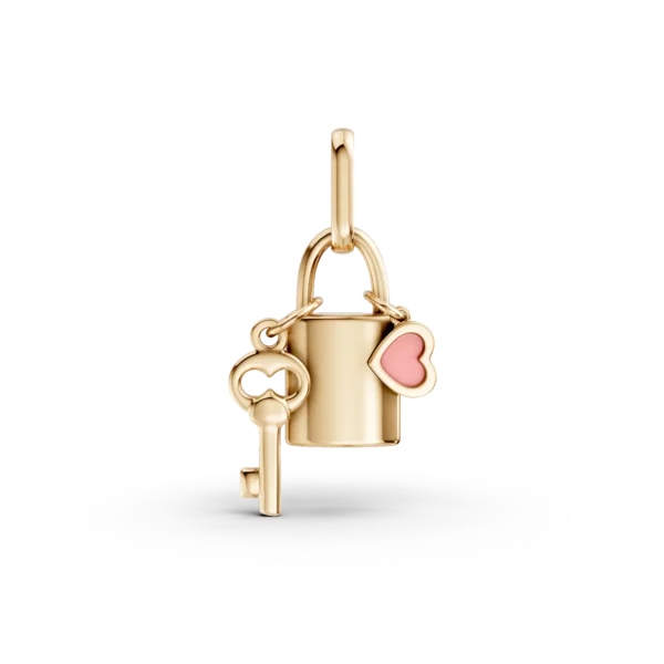 Pandantiv lacat si cheita din aur galben