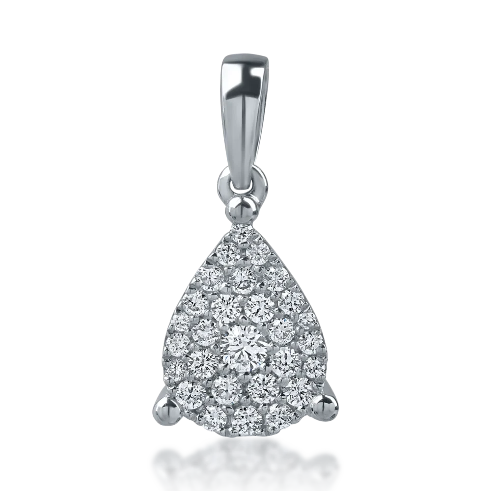 Pandantiv lacrima din aur alb cu diamante de 0.2ct