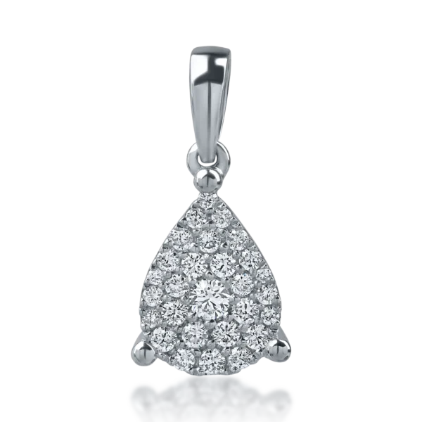 Pandantiv lacrima din aur alb cu diamante de 0.2ct