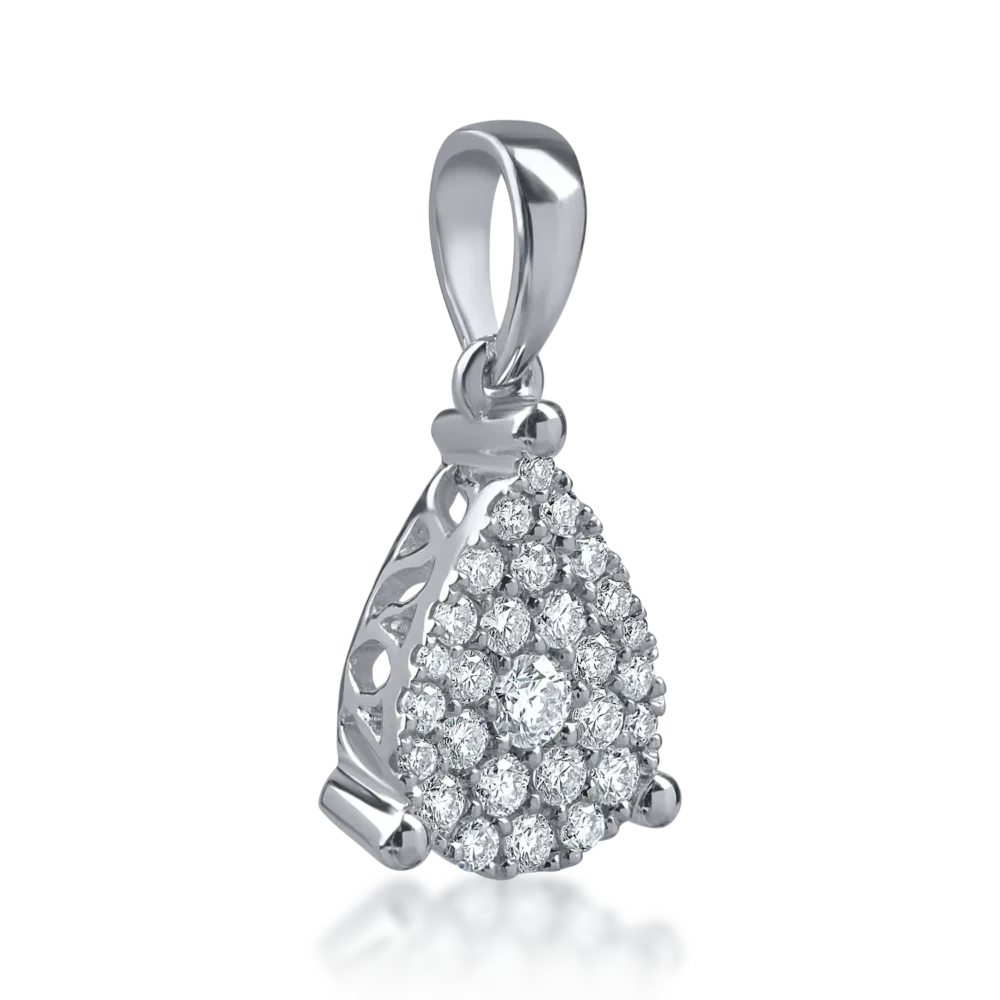 Pandantiv lacrima din aur alb cu diamante de 0.2ct - imagine 2