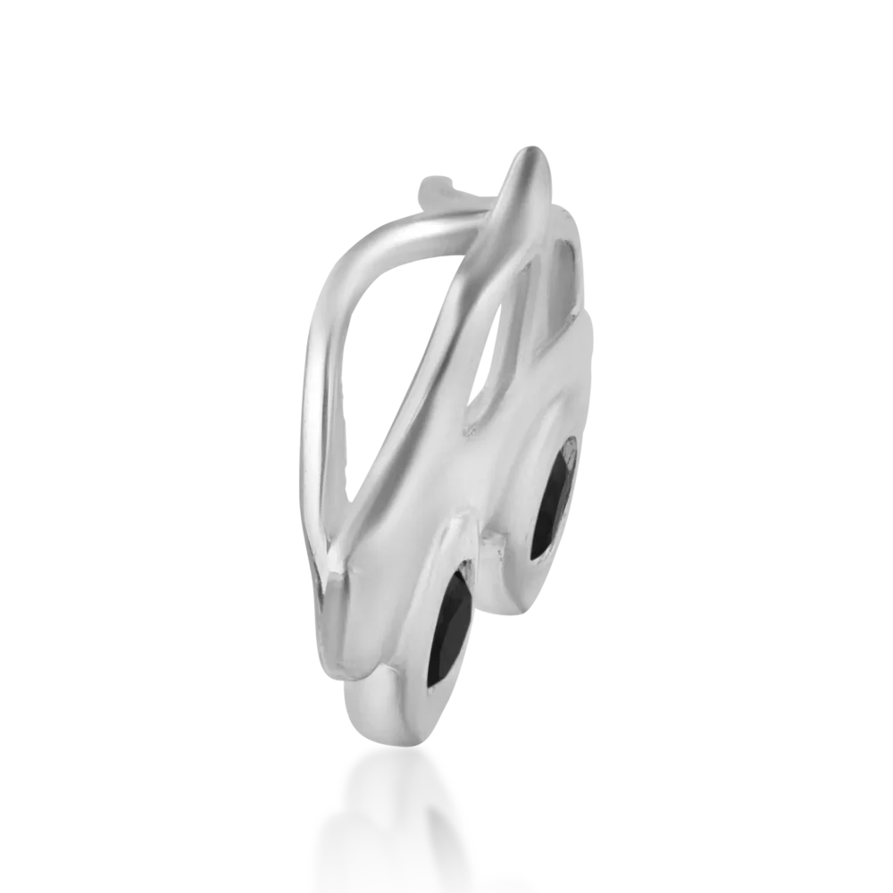 Pandantiv masinuta pentru copii din aur alb cu diamante negre de 0.03ct - imagine 3