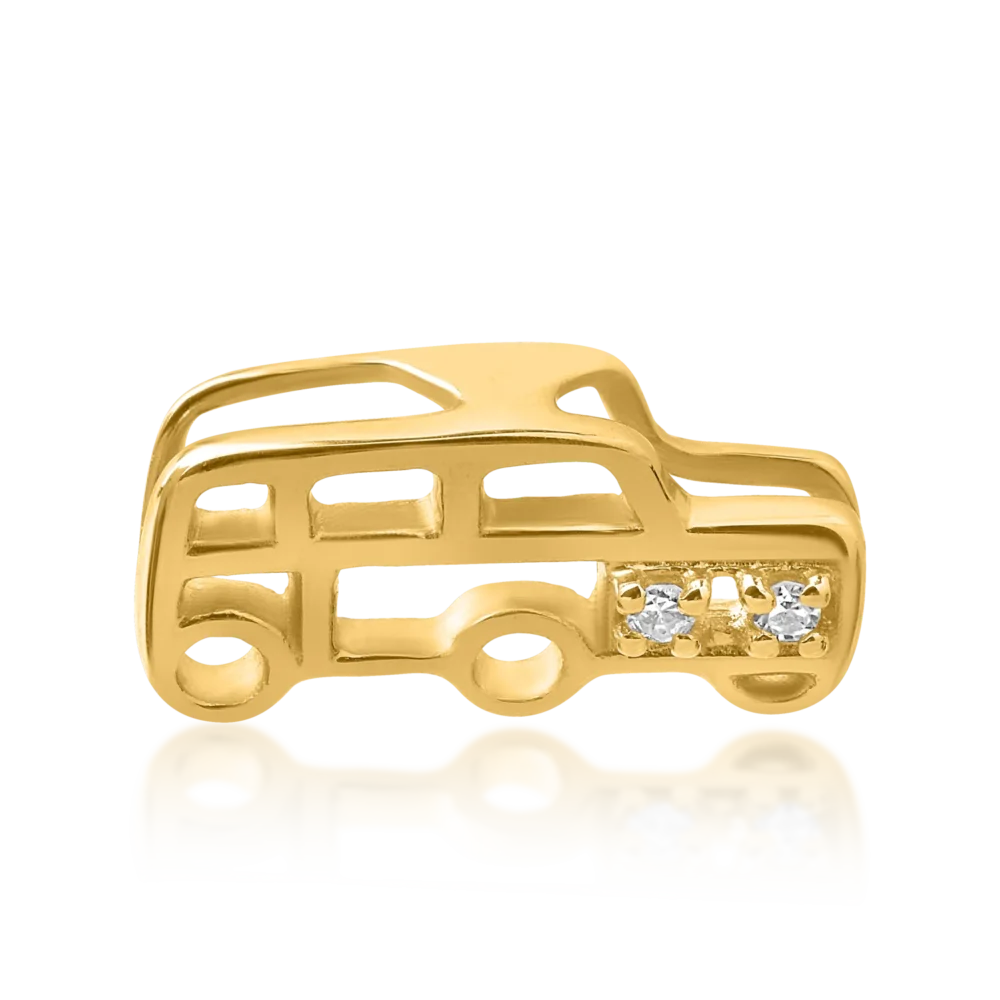 Pandantiv masinuta pentru copii din aur galben cu diamante de 0.008ct