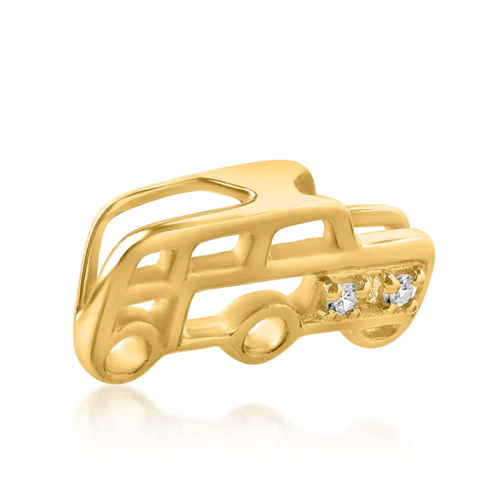 Pandantiv masinuta pentru copii din aur galben cu diamante de 0.008ct - imagine 2