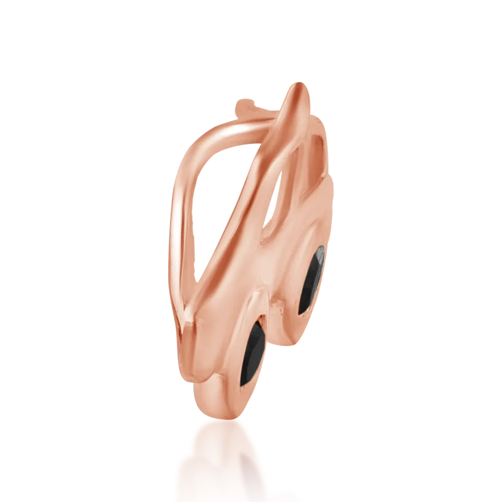 Pandantiv masinuta pentru copii din aur roz cu diamante negre de 0.03ct - imagine 3