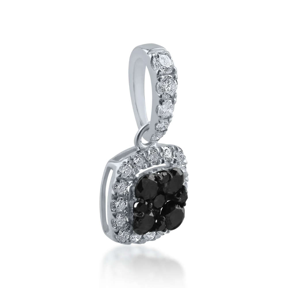 Pandantiv minimalist din aur alb cu diamante negre de 0.158ct si diamante incolore de 0.072ct - imagine 2