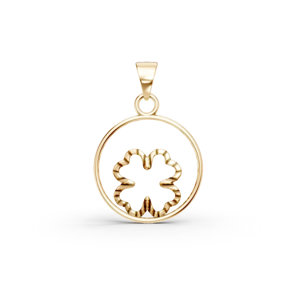 Pandantiv rotund cu trifoi din aur galben