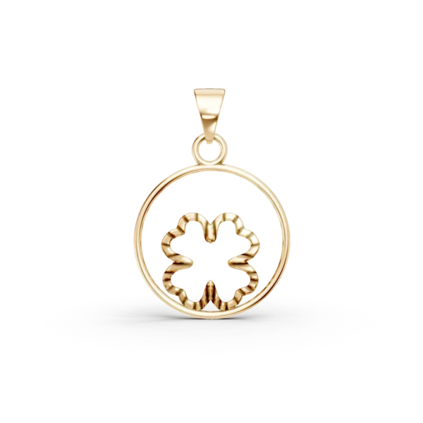 Pandantiv rotund cu trifoi din aur galben