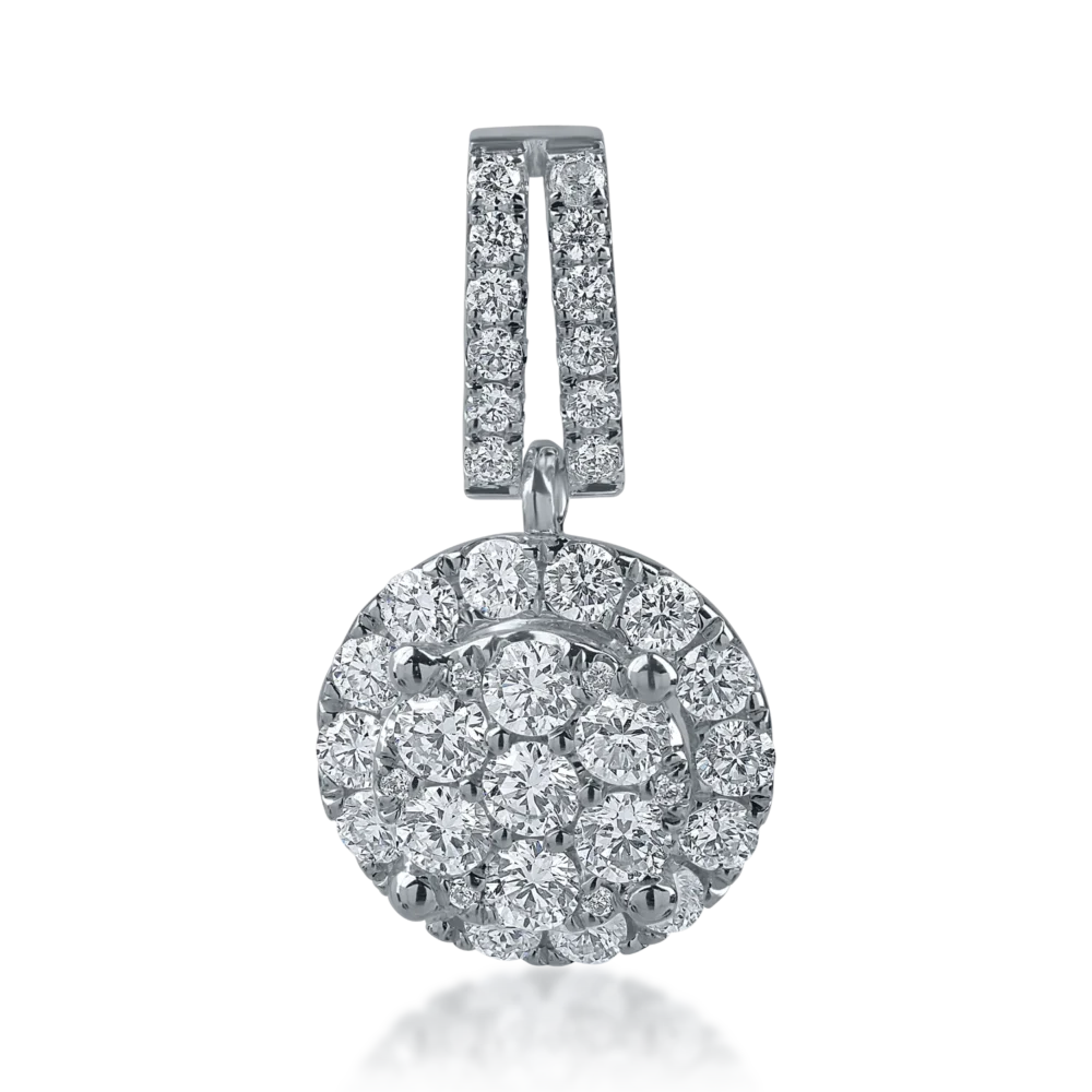 Pandantiv rotund din aur alb cu diamante de 0.4ct