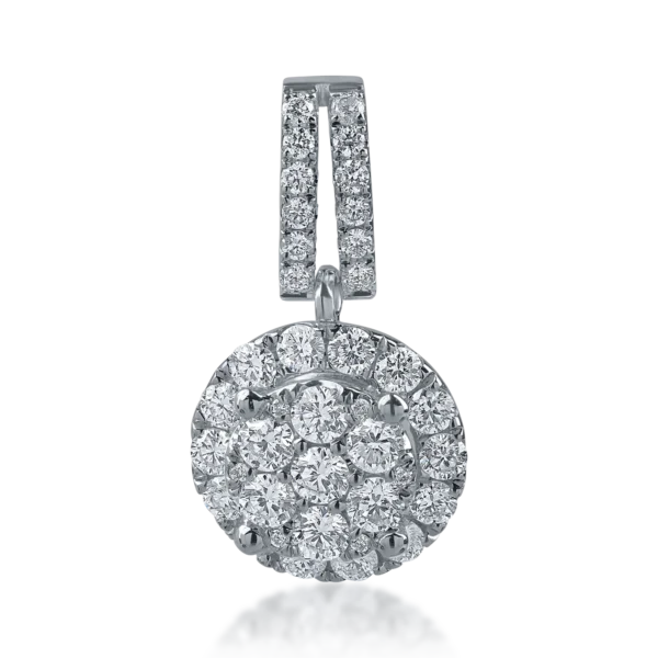 Pandantiv rotund din aur alb cu diamante de 0.4ct