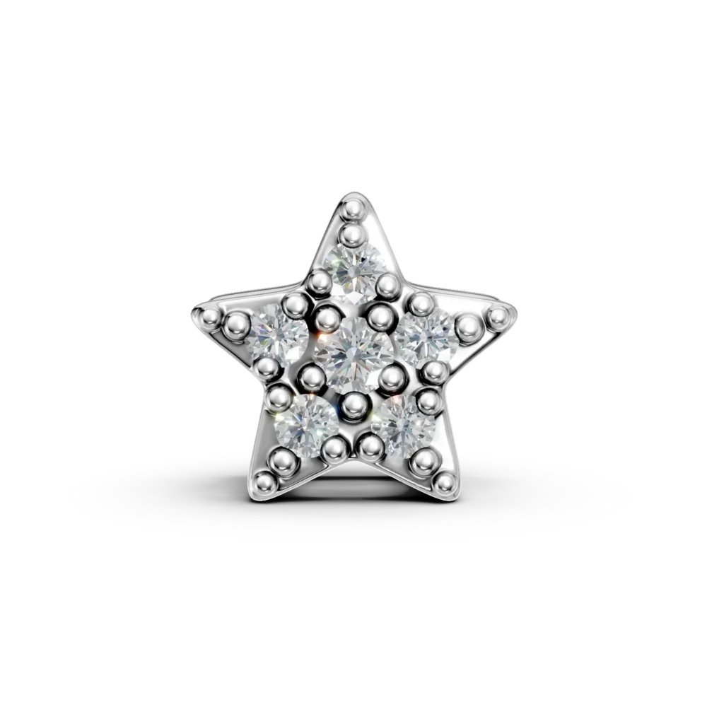 Pandantiv stea din aur alb cu diamante de 0.05ct