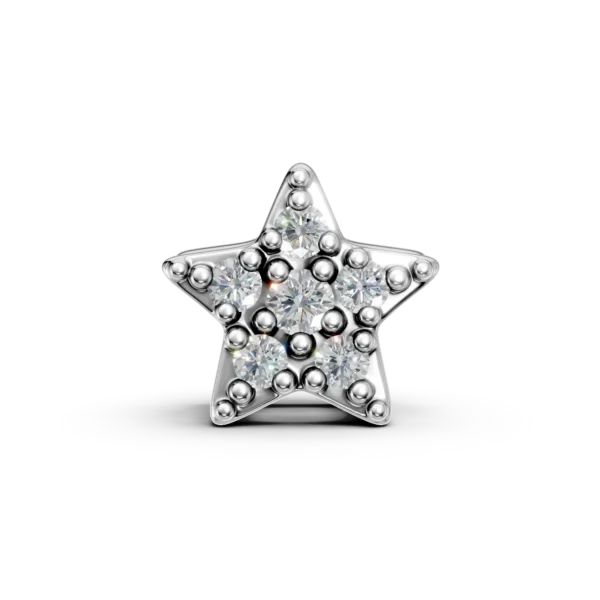 Pandantiv stea din aur alb cu diamante de 0.05ct