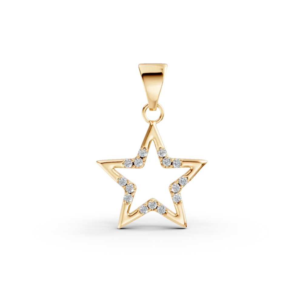Pandantiv stea din aur galben cu zirconii
